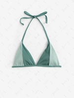 Colorblock Ribbed Halter Bikini Top S Light green