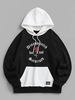 Colorblock Rose Slogan Fleece Lined Hoodie M Black