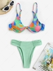 Colorblock Ruched High Leg Monowire Bikini Swimwear Multi a