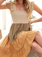 Colorblock Ruffle Mini Tiered Dress M Multi a