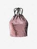 Colorblock Sequined Halter Top S Light pink