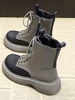 Colorblock Side Zip Lace Up Combat Boots