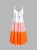 Colorblock Smocked Bowknot Midi Tiered Dress S Multi a