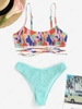 Colorblock Smocked Floss Cheeky Bikini Swimwear Multi a