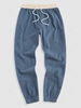 Colorblock Spliced Corduroy Sweatpants Xxl Deep blue