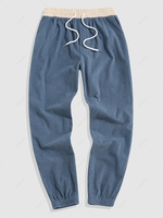 Colorblock Spliced Corduroy Sweatpants Xxl Deep blue