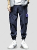 Colorblock Spliced Letter Print Cargo Techwear Pants Xl Deep blue