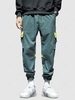 Colorblock Spliced Letter Print Cargo Techwear Pants Xl Light green