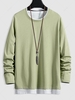 Colorblock Spliced Long Sleeve T-shirt S Green apple