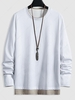 Colorblock Spliced Long Sleeve T-shirt S White
