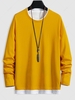 Colorblock Spliced Long Sleeve T-shirt S Yellow