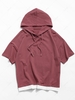 Colorblock Spliced Short Sleeve Hooded T-shirt M Chestnut red