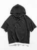 Colorblock Spliced Short Sleeve Hooded T-shirt Xl Battleship gray