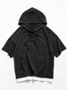 Colorblock Spliced Short Sleeve Hooded T-shirt Xl Black