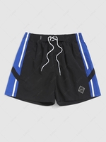 Colorblock Spliced Stripe Casual Shorts 3xl Black