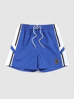 Colorblock Spliced Stripe Casual Shorts Xl Blue
