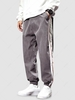 Colorblock Spliced Striped Pants 4xl Gray