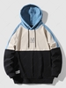 Colorblock Splicing Letter Hoodie S Deep sky blue