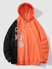 Colorblock Splicing Letter Print Hoodie S Halloween orange