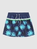 Colorblock Stripe Coconut Tree Print Beach Shorts Xl Deep blue