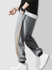 Colorblock Stripe Drawstring Textured Semi-sheer Jogger Sweatpants L Slate gray