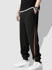 Colorblock Stripe Drawstring Textured Semi-sheer Jogger Sweatpants S Black