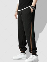 Colorblock Stripe Drawstring Textured Semi-sheer Jogger Sweatpants Xl Black