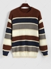 Colorblock Striped Knitted Sweater M Coffee