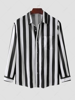 Colorblock Striped Long Sleeves Shirt 2xl Black