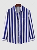 Colorblock Striped Long Sleeves Shirt 2xl Blue