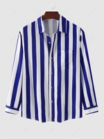 Colorblock Striped Long Sleeves Shirt 2xl Blue