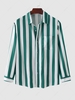 Colorblock Striped Long Sleeves Shirt 2xl Coral blue