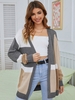 Colorblock Striped Open Longline Cardigan M