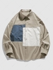 Colorblock Striped Pattern Long Sleeve Shirt 2xl Tan