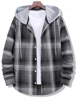 Colorblock Striped Plaid Pattern Button Up Shirt 2xl Smokey gray
