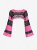 Colorblock Stripes Crochet Knit Shrug Sweater
