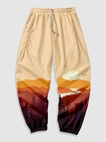 Colorblock Sun Printed Jogger Pants 2xl Burlywood