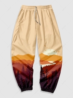 Colorblock Sun Printed Jogger Pants S Burlywood