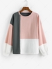Colorblock Textured Loose Sweatshirt M