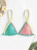 Colorblock Triangular Bikini Top L Green