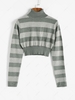 Colorblock Turtleneck Crop Jumper Sweater L Gray