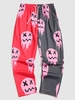Colorblock Two Tone Drip Face Print Pants L Red