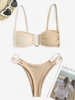 Colorblock U Metal Strappy Bikini Swimwear Light coffee
