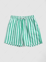 Colorblock Vertical Stripe Pattern Drawstring Board Shorts Xxl Green