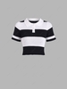 Colorblock Wide Ribbed Polo T Shirt Black
