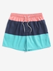 Colorblock Wide Striped Beach Shorts S Deep blue