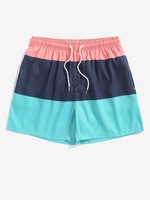 Colorblock Wide Striped Beach Shorts S Deep blue