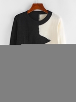 Colorblock Zig-zag Cropped Sweater L Black