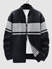 Colorblock Zip Fly Knitted Sweater Jacket S Black