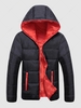 Colorblock Zip Fly Puffer Padded Hooded Jacket 2xl Black